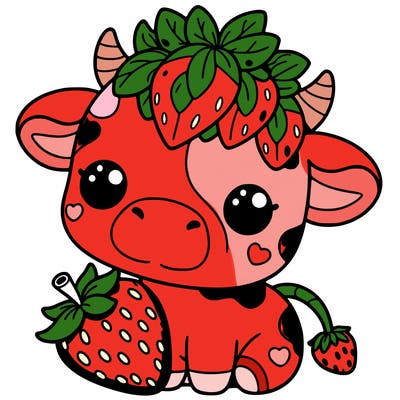 cute strawberry cow