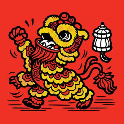 chinese dancing lion roar
