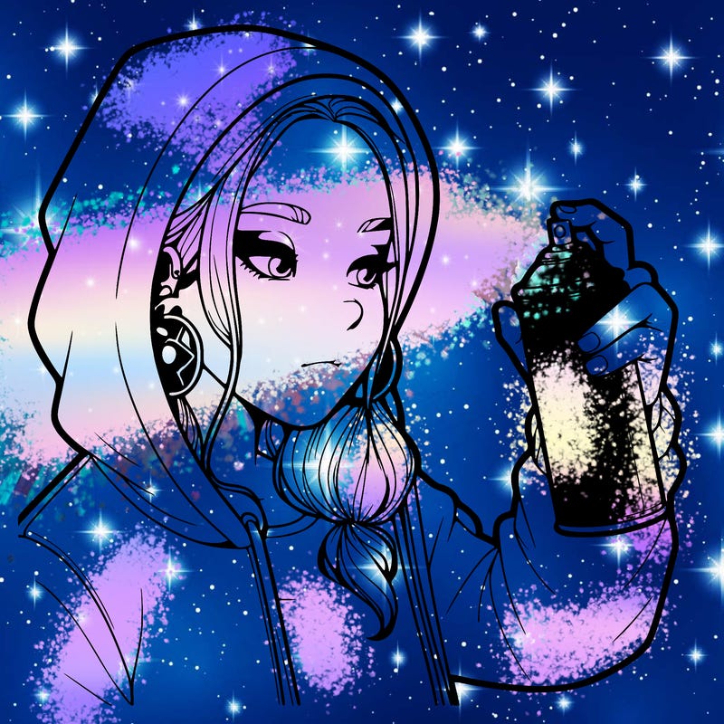 a realistic girl, spray painting