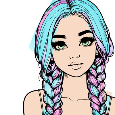 realistic girl with braids