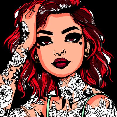 realistic girl with tattoos all over