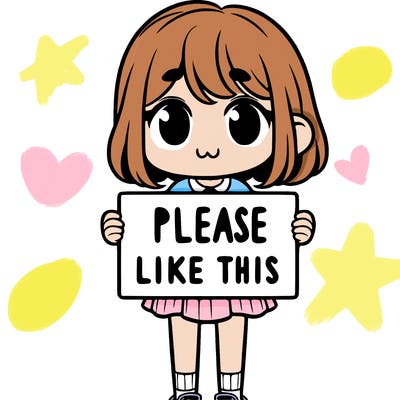 a girl holding a sign that says please like this one