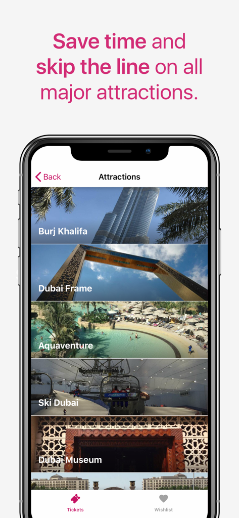 TicketLens: Tours & Activities - TicketLensアプリ、ドバイの人気アトラクションと優先入場チケットを表示