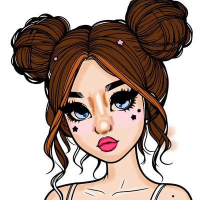 realistic girl with space buns