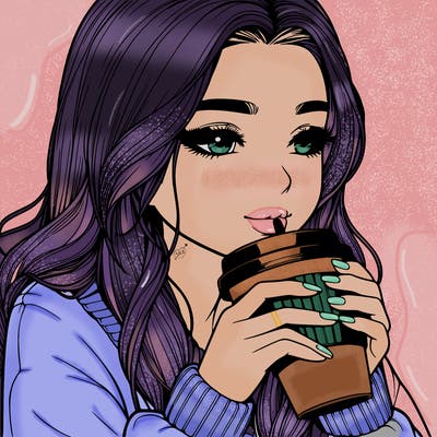 realistic girl drinking coffee