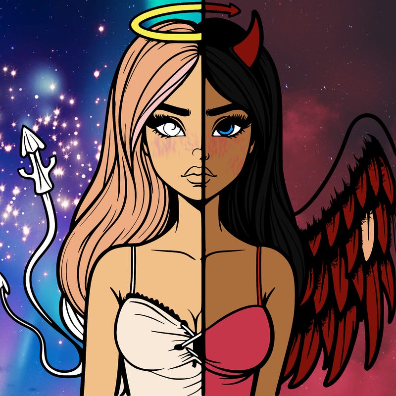 devil vs angel realistic girl