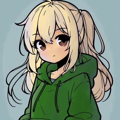 anime girl wearing hoodie