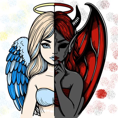 realistic angel half demon