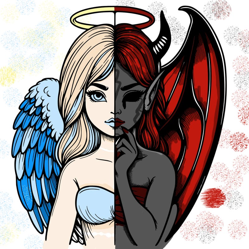 realistic angel half demon