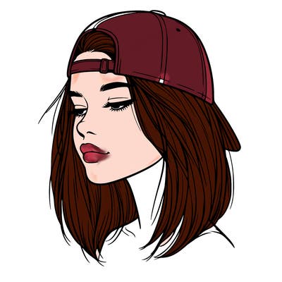 realistic  girl with a backwards hat