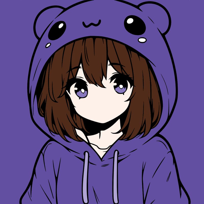 anime cute girl with hoodie