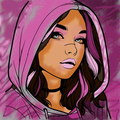 realistic girl with hood on
