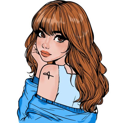 realistic girl with bangs looking over her shoulder