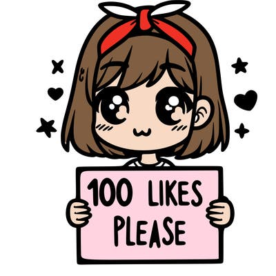 girl holding sign saying 100 likes please