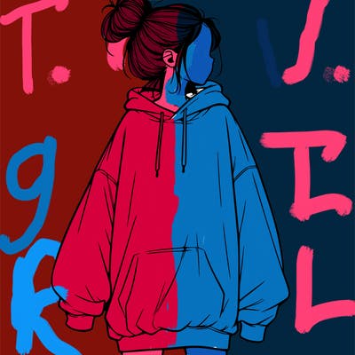 realistic girl with a oversized sweatshirt on and a bun