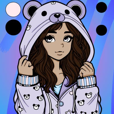 realistic girl in a animal pjs hoodie