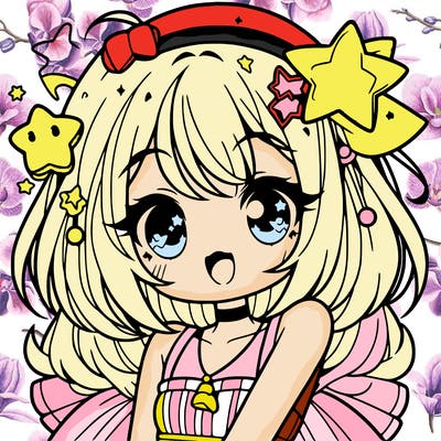 cute anime girl with star accessories