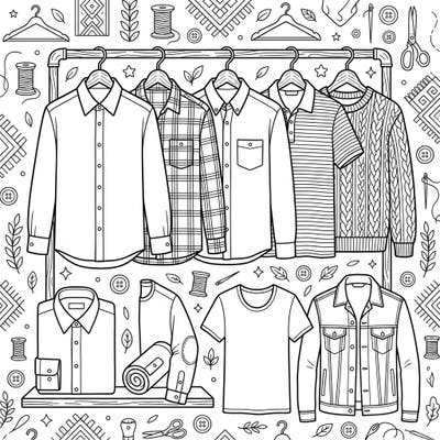 Discover a fantastic array of men's shirts ready for your artistic touch, featuring everything from classic button-downs to trendy denim jackets. This engaging coloring page offers a unique way to explore different fashion styles and unleash your creativity.