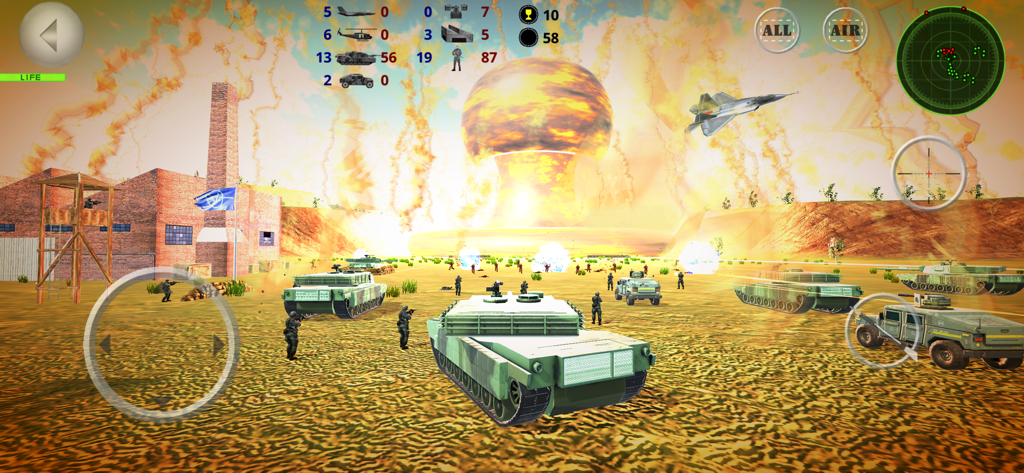 Battle 3D - Strategy game - Battle 3D gameplay with a nuclear explosion and military tanks