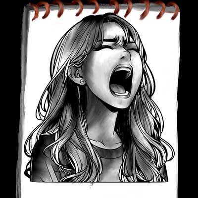 screaming realistic, girl