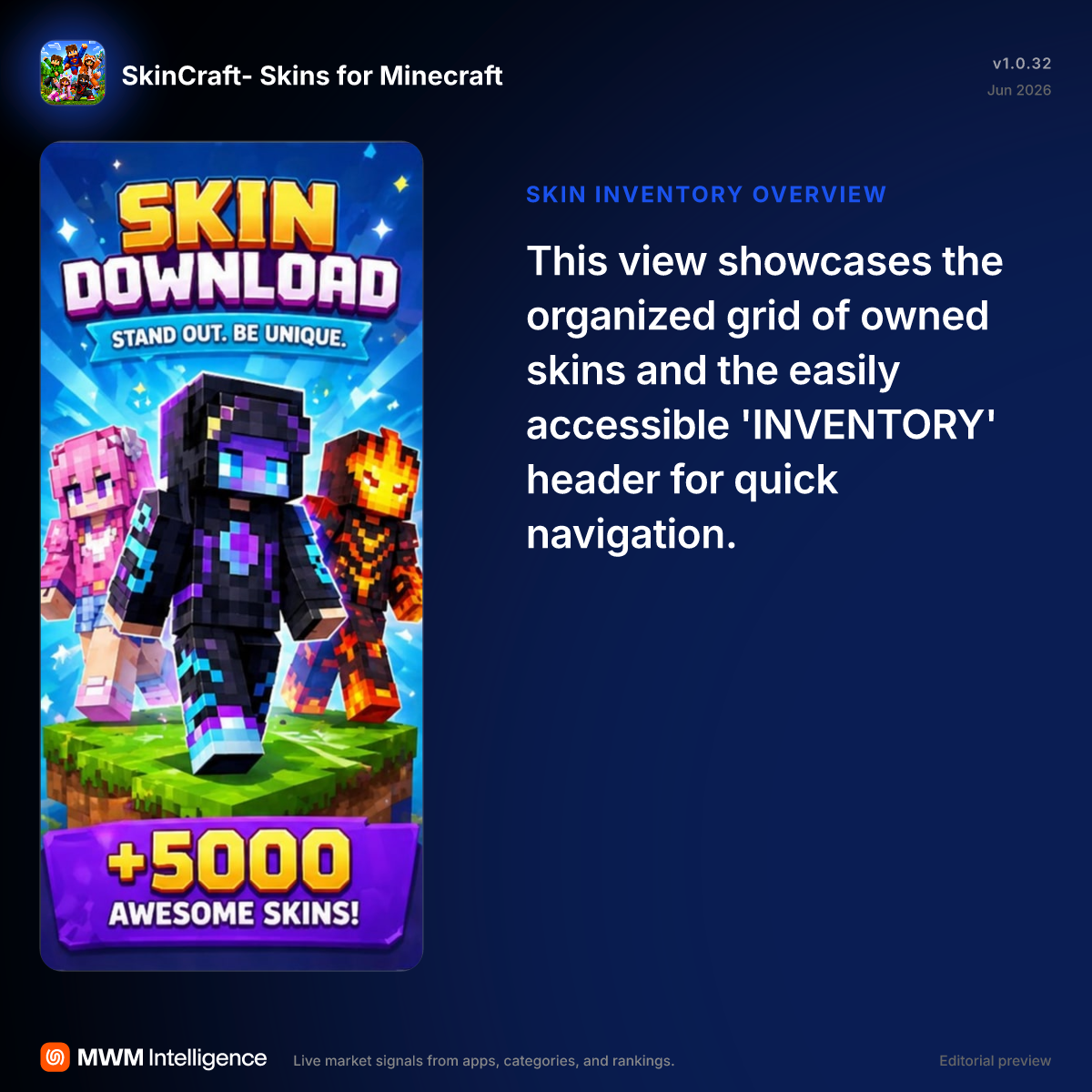 SkinCraft- Skins for Minecraft - Entertainment App | MWM