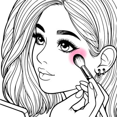 a realistic girl doing her makeup