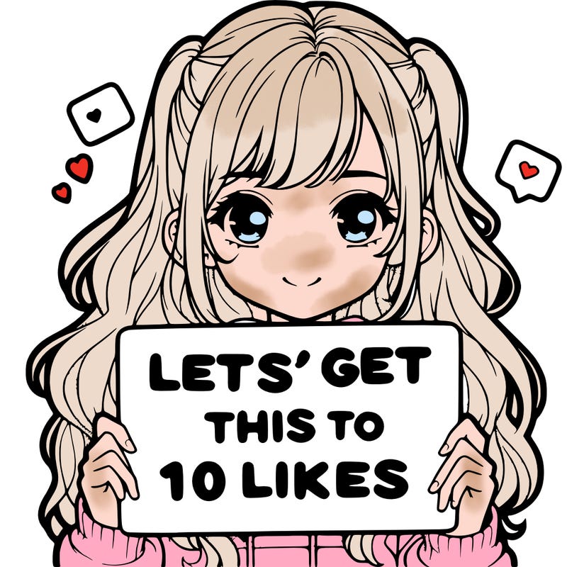 girl holding up sign that says let’s get this to 10 likes realistic