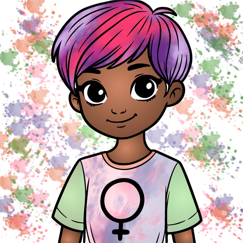 girl with pixie cut and feminist shirt
