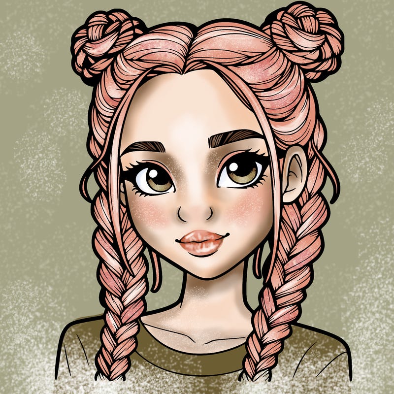 realistic girl with braids