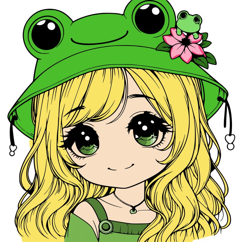 realistic cute girl whith a frog hat