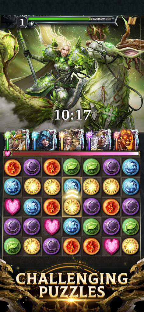 Legendary: Game of Heroes - High fantasy match 3 puzzle battle featuring hero cards and a warrior riding a mythical beast