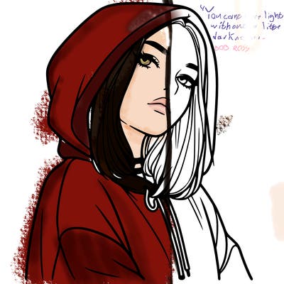 a realistic girl in a hoodie