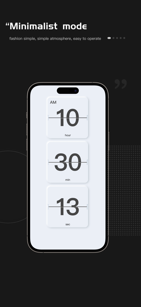 Flip Clock Digital Widgets - Interfaz de reloj flip vertical en modo minimalista en la pantalla de un smartphone mostrando horas, minutos y segundos.