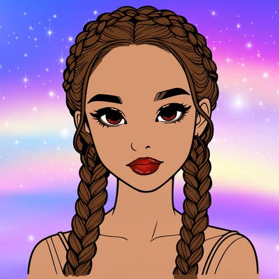 realistic girl with braids