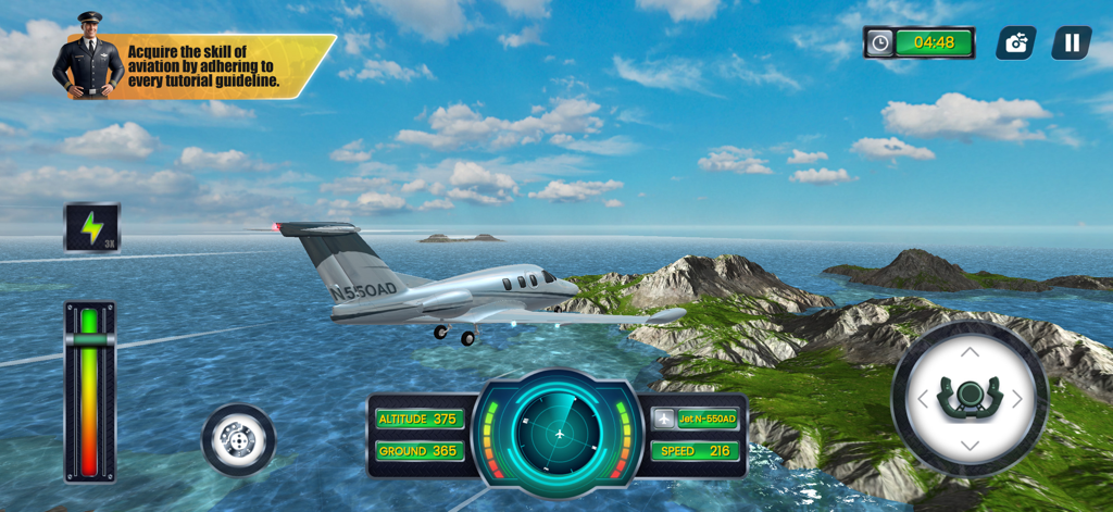 Real Flight Simulator - A private jet flying over islands and ocean in Real Flight Simulator 3D