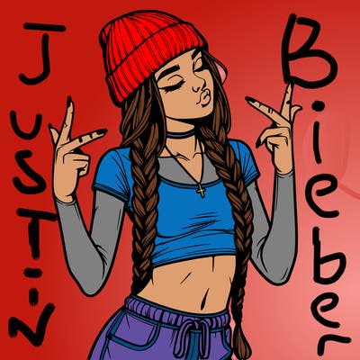 realistic teenage girl with braids and a beanie and crop top doing 🫶🏼