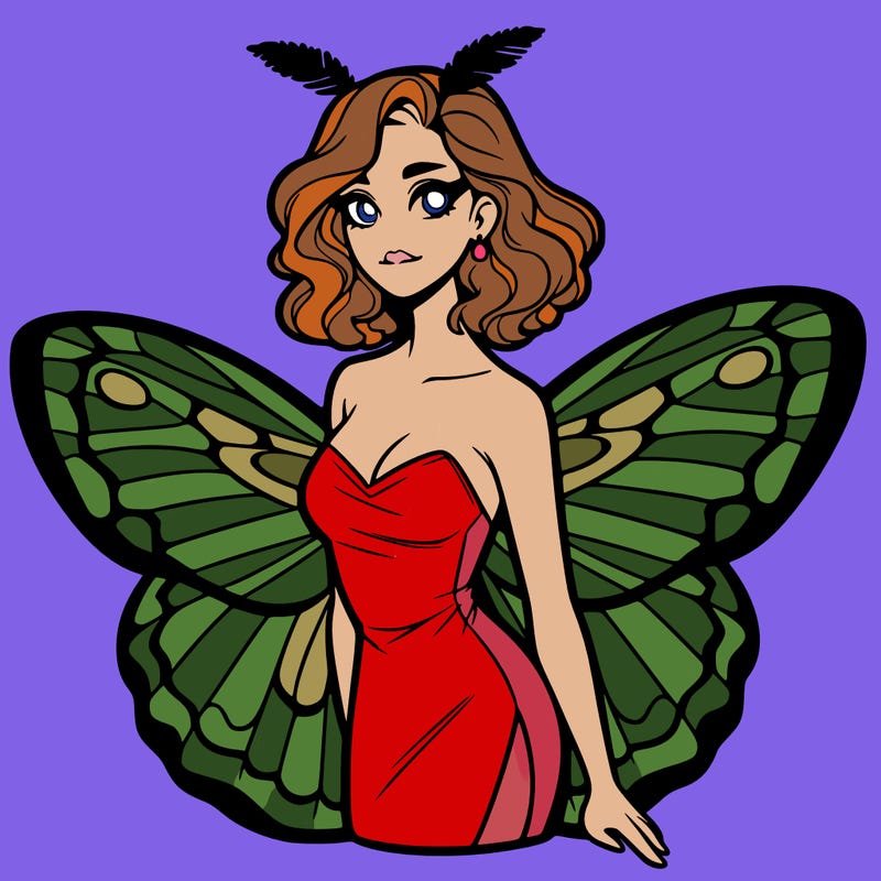 woman with moth wings