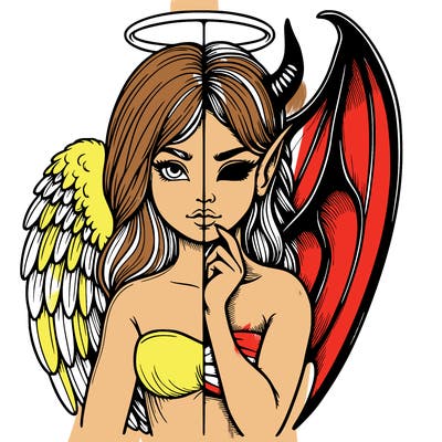 realistic angel half demon