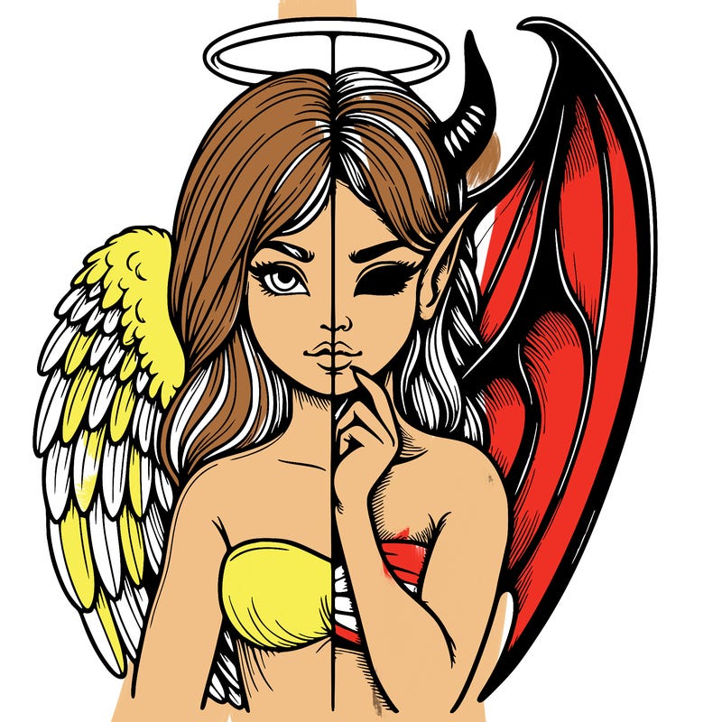 realistic angel half demon