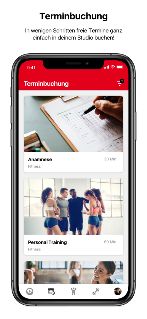 cf - Interfaz de la aplicación Clever Fit para programar citas de gimnasio y entrenamiento personal