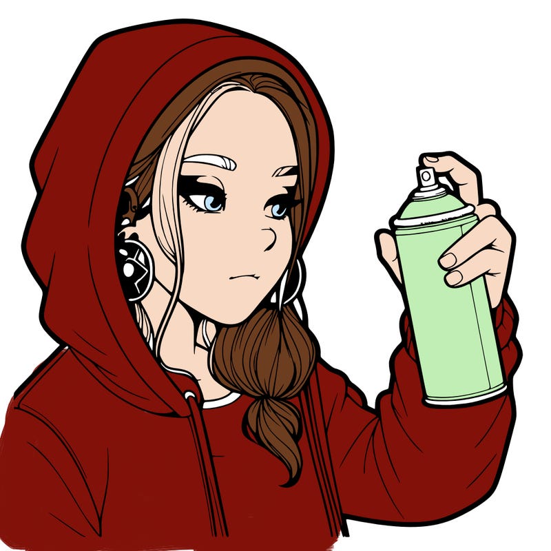 a realistic girl, spray painting