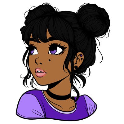 realistic girl with spacebuns