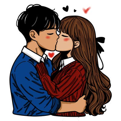 a couple kissing