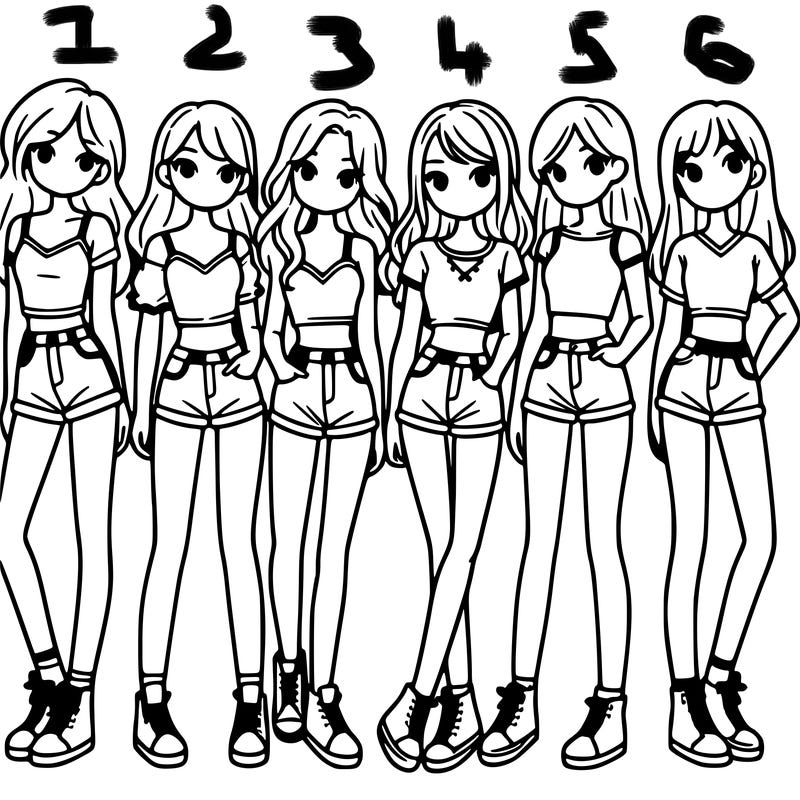 a group of girls wearing crop tops and shorts