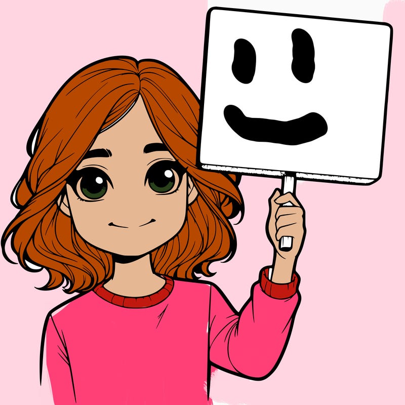 realistic girl holding up a sign