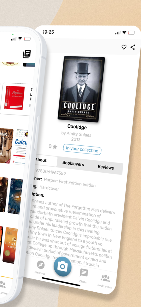 Schermata dei dettagli e delle informazioni sui libri sull'app di social networking Book Lover