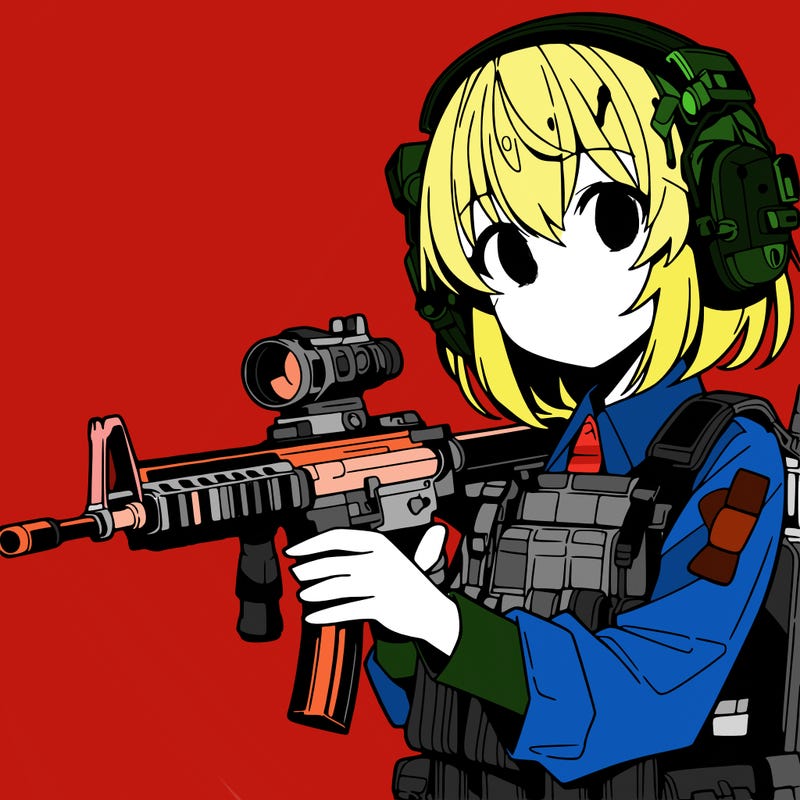 manga girl with machine gun