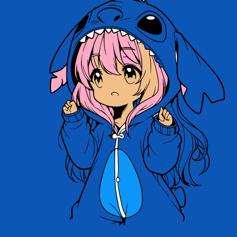 anime girl in a stitch onsie