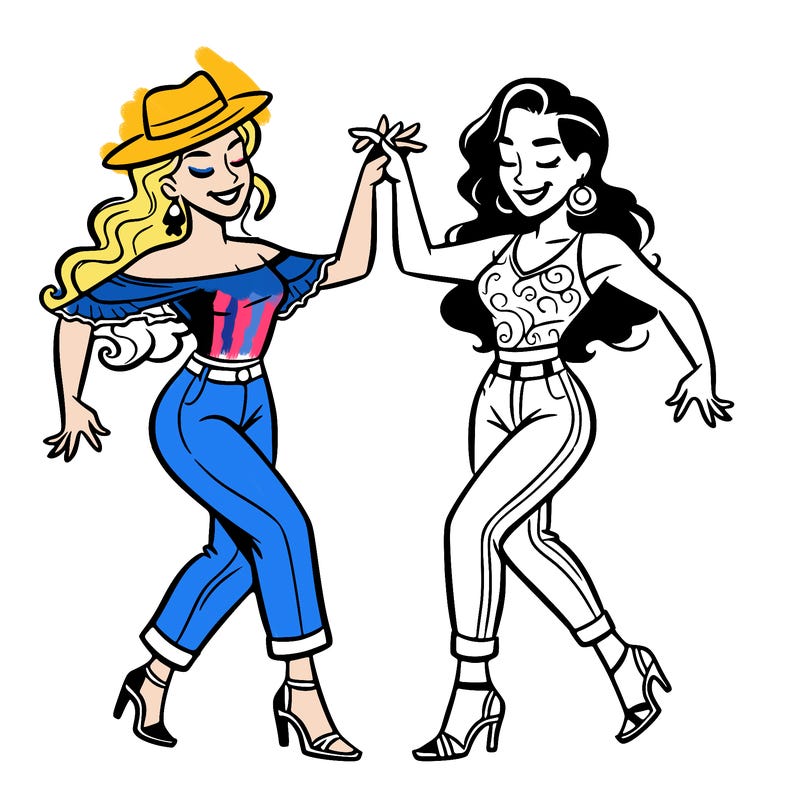 2 women dancing salsa