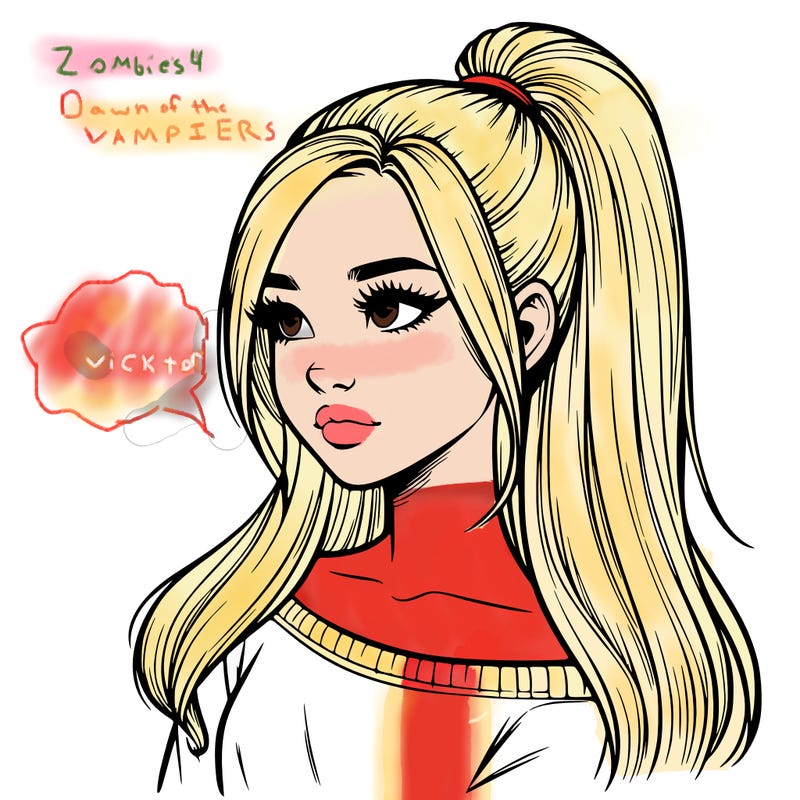 realistic girl with a high ponytail